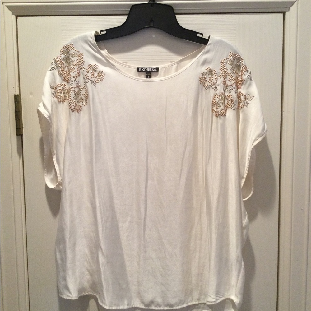 EXPRESS Size Medium, IVORY/Cream colored, blouse.